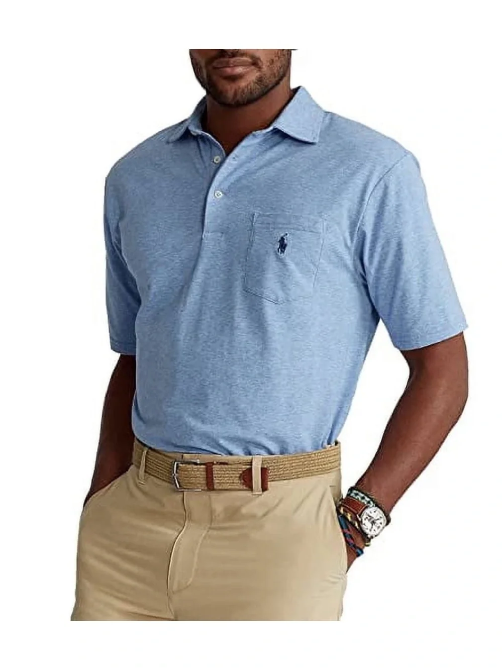 Ralph Lauren Polo Heathered Blue with Pocket and Navy Polo Horse Sz Medium